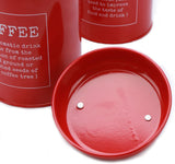 x021 Red Set of 3 Metal Food Storage Tin Canister/Jar/Container with Lid