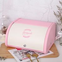x458 Pink and White Metal Bread Box/Bin/kitchen Storage Containers with Roll Top Lid