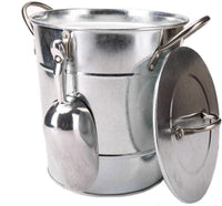 T586 4L Silver Metal Galvanized Double Walled Ice Bucket Set With Lid And Scoop