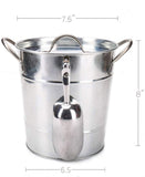 T586 4L Silver Metal Galvanized Double Walled Ice Bucket Set With Lid And Scoop