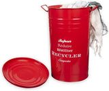 W01 Red Large Metal Food/Clothing/Sundries Kitchen Storage Tin Canister/Bucket/Containers with Lid and Handle