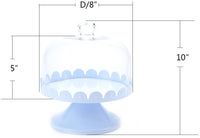 Z1021 Blue Metal Cake Stand/Tray/Salver/Container/Home Kitchen Gift with Glass Dome