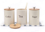 x022 Set of 3 Metal Food Storage Tin Canister/Jar/kitchen Containers/Home Gift with Bamboo Lid