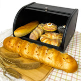 x458 Black Metal Bread Box/Bin/kitchen Storage Containers with Roll Top Lid