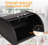 x458 Black Metal Bread Box/Bin/kitchen Storage Containers with Roll Top Lid