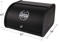 x458 Black Metal Bread Box/Bin/kitchen Storage Containers with Roll Top Lid