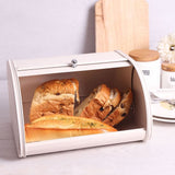 x458 Cream Metal Bread Box/Bin/kitchen Storage Containers with Roll Top Lid