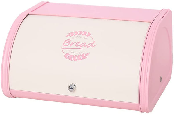 x458 Pink and White Metal Bread Box/Bin/kitchen Storage Containers with Roll Top Lid